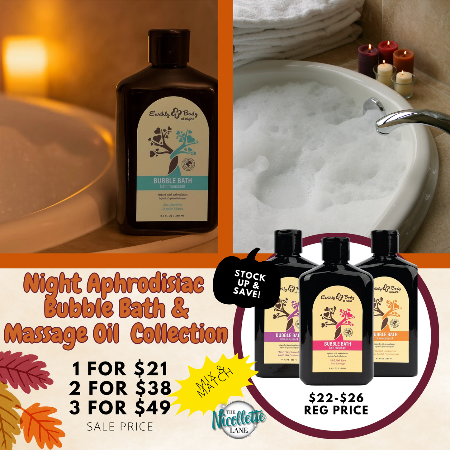 Body & Massage Oil and Bubble Bath - Aphrodisiac Collection FLASH